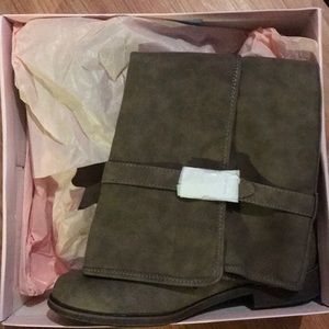 Just Fab Taupe Wide Calf Riding Boots